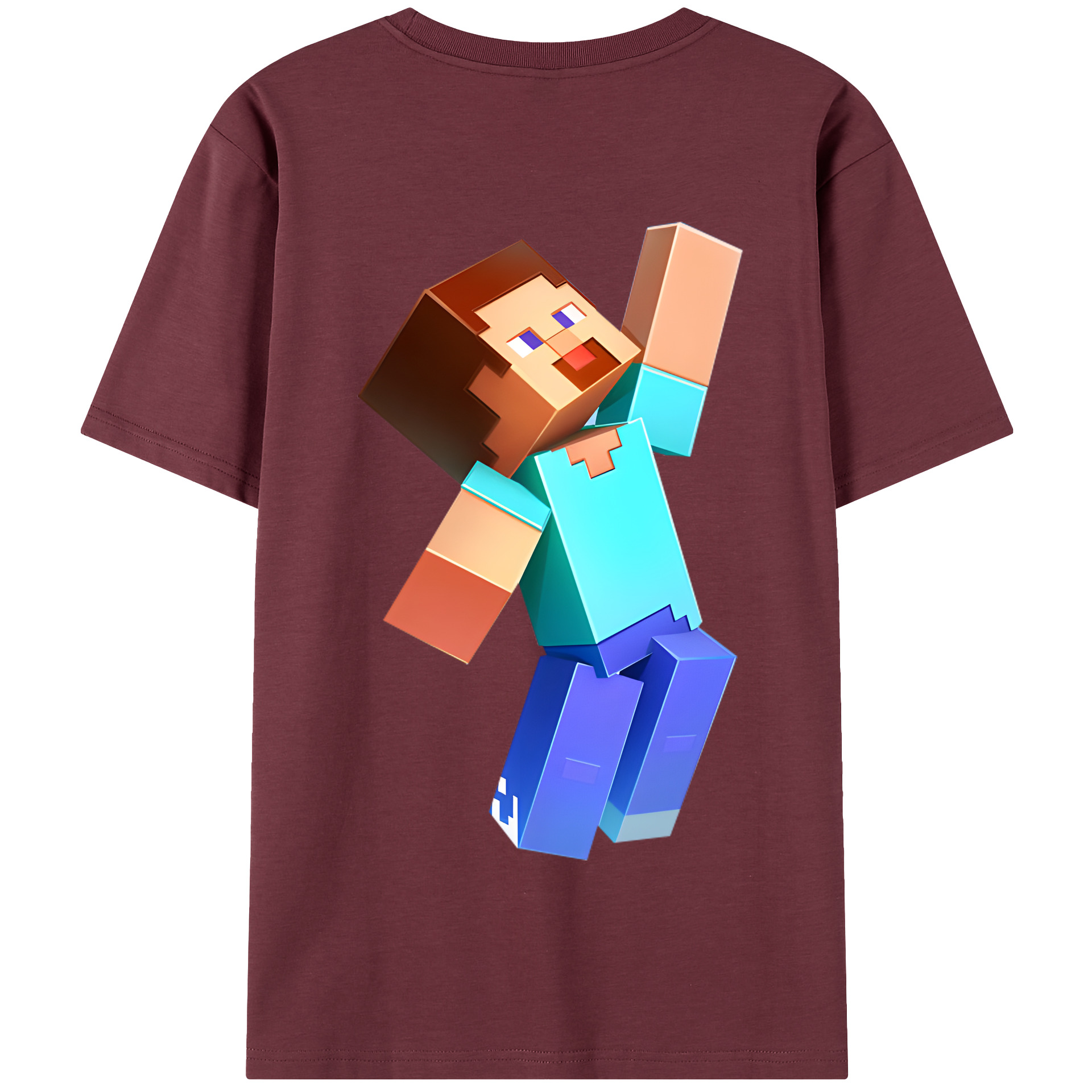 （画像用） マインクラフト ブロックの世界 Minecraft MC Block world 綿100％半袖Tシャツ（背面プリント）